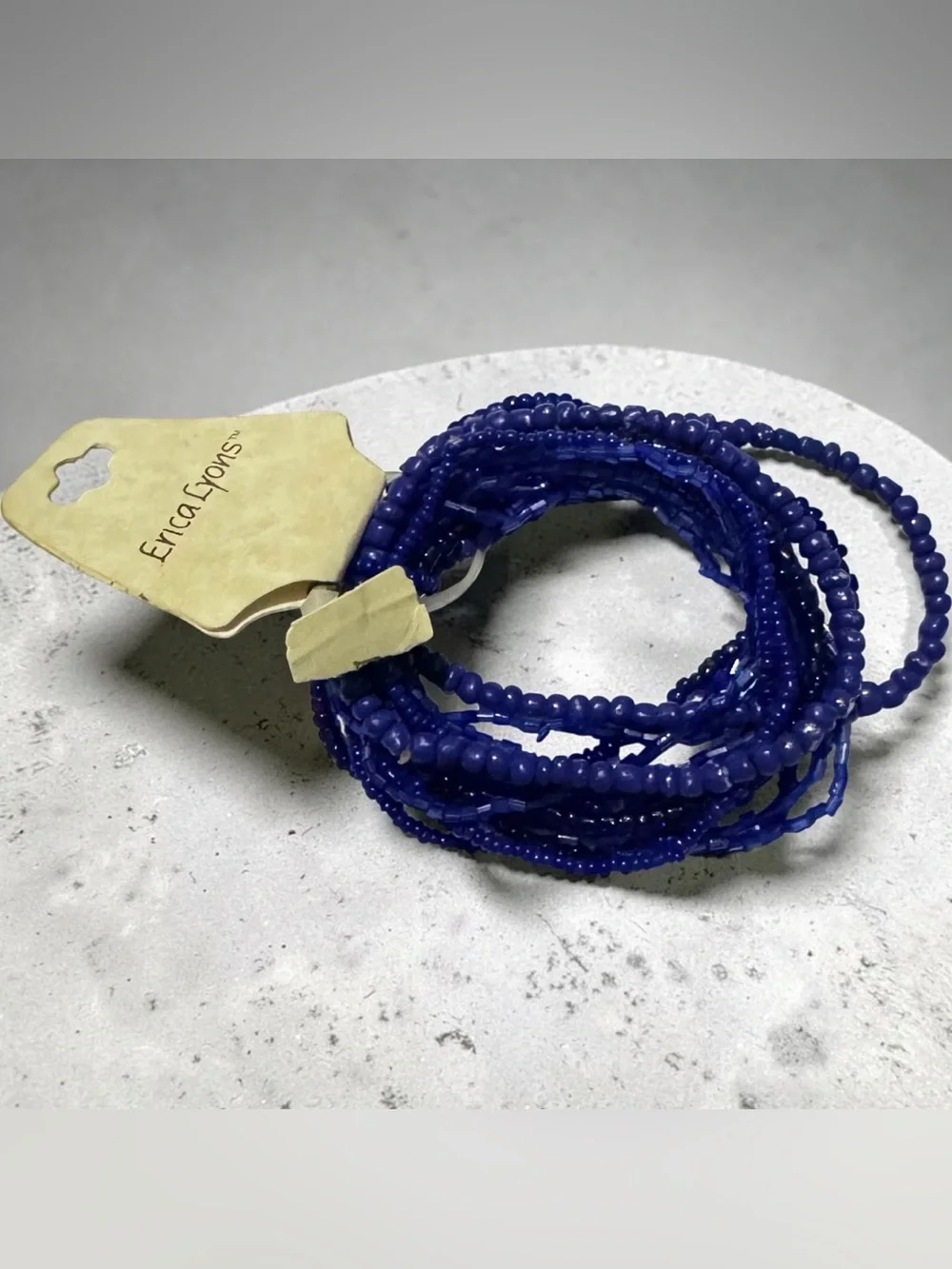 Erica Lyons Cobalt Blue Multi-Strand Beaded Wrap Bracelet